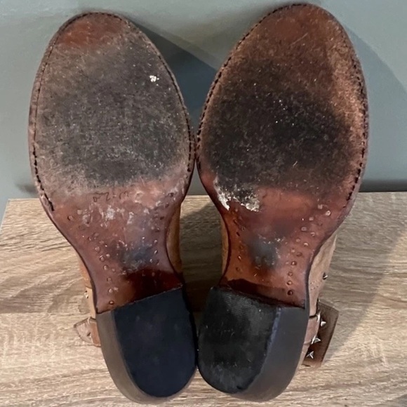 Lucchese M6048 Studded Harness Ankle Booties Tan Leather 7.5 B - Picture 7 of 9